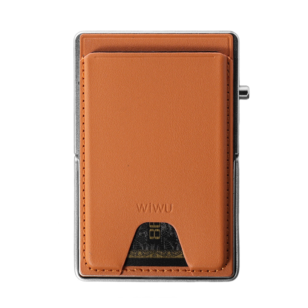 Wiwu MW-006 Tasarımlı 6 Hazneli PU Magnetik Standlı Kartlık Kahverengi