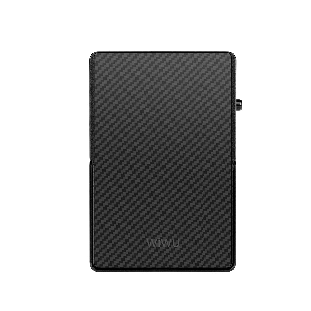 Wiwu MW-007 Warriors Pop-Up Buton Tasarımlı Magnetik Aramid Fiber Metal Standlı Kartlık Siyah