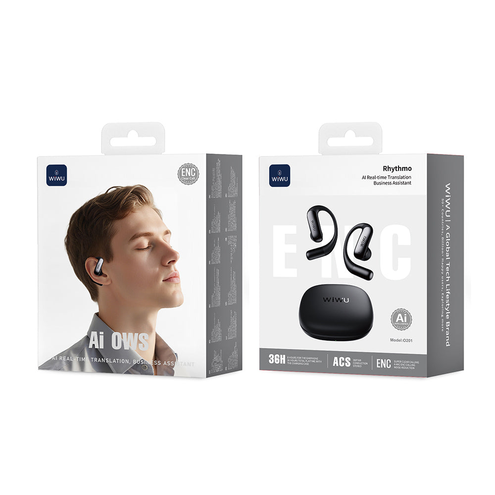 Wiwu O201 Rhythmo Serisi Ai Çeviri Özellikli ENC Teknolojili Bluetooth Kulaklık v6.0 Siyah