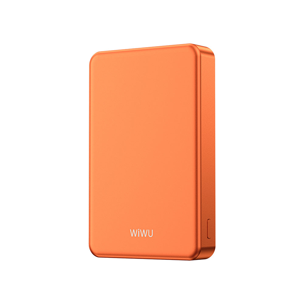 Wiwu P15-1 LED Işık Göstergeli Ultra İnce PD 20W Kablosuz Powerbank 10000mAh 15W Turuncu