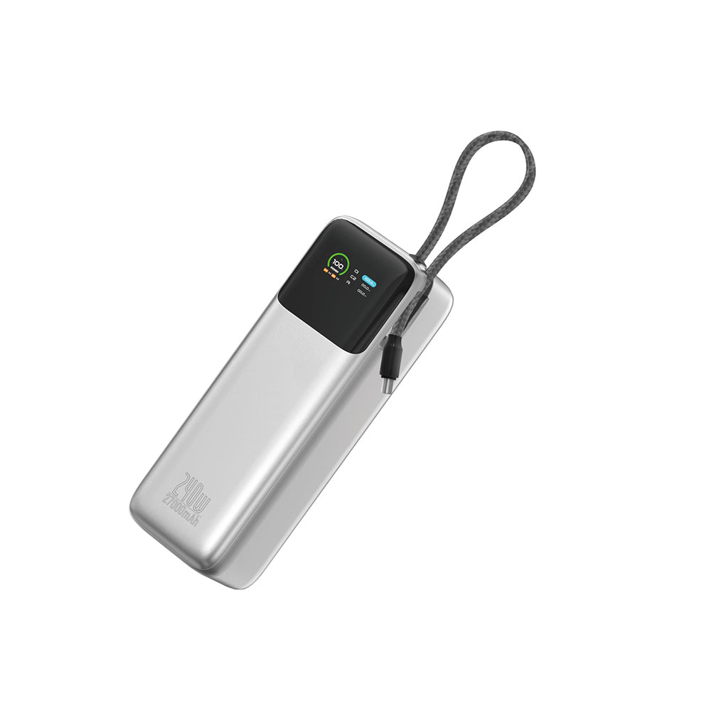 Wiwu PM-201 Power Mega Serisi Type-C Çıkışlı Taşınabilir Powerbank PD 240W 27000mAh Gümüş
