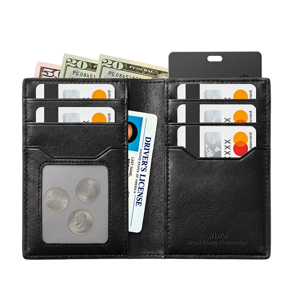 Wiwu Royal Wallet Android ve iOS Cihazlar için RFID Özellikli PU Deri Cüzdan Siyah