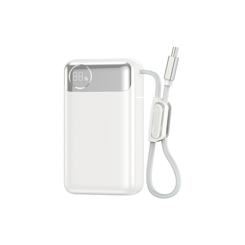 Wiwu T132 Power Plus Serisi Type-C Kablolu PD Powerbank 65W 12000mAh Beyaz