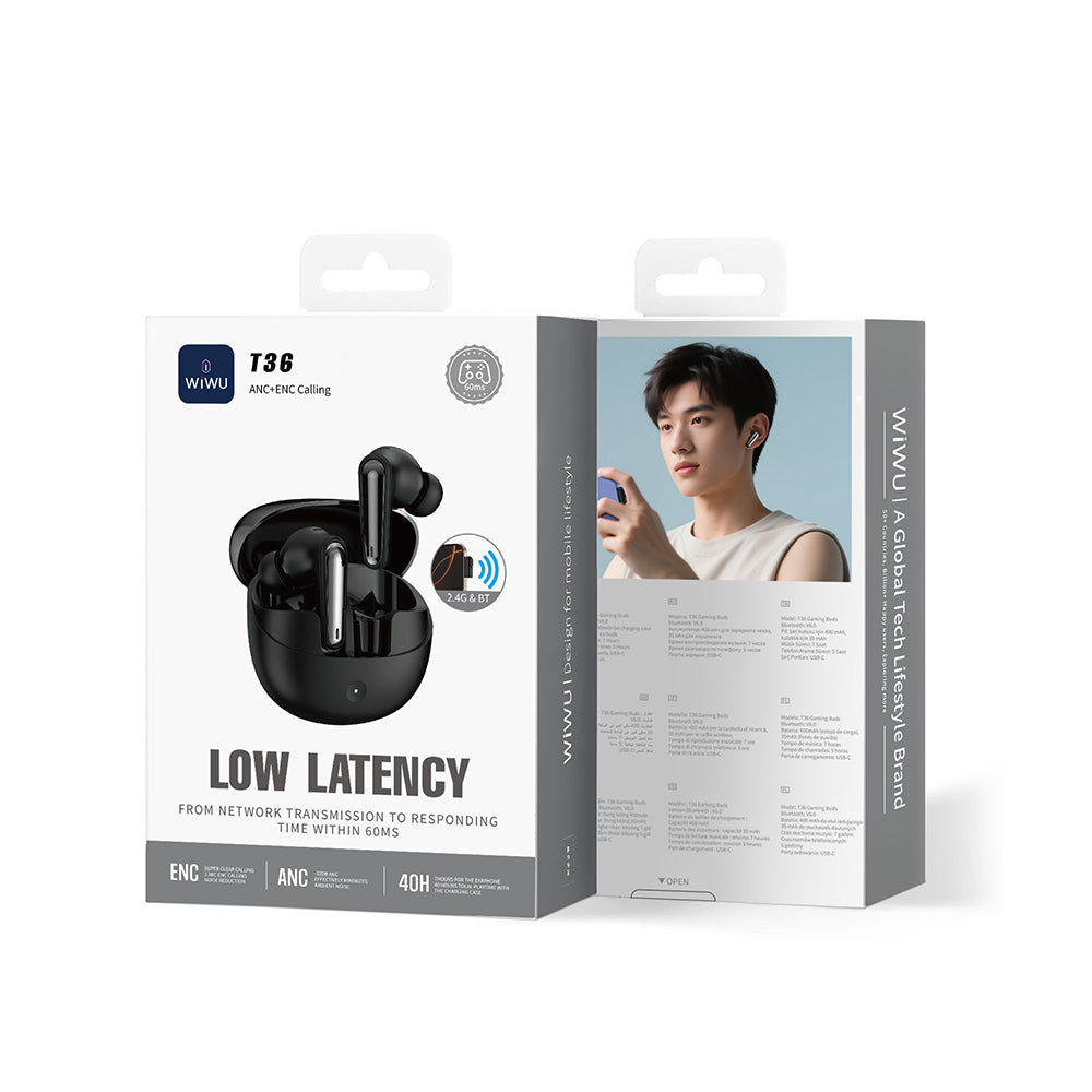 Wiwu T36 ANC/ENC Teknolojili Kulak İçi Bluetooth Kulaklık v6.0 Siyah