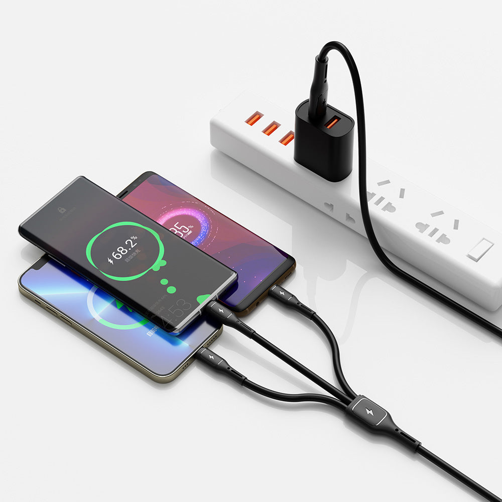 Wiwu Wi-C046E Starlink Serisi 3in1 USB-A to Lightning – Type-C – Micro Şarj ve Data Kablosu 60W 1.2M Siyah
