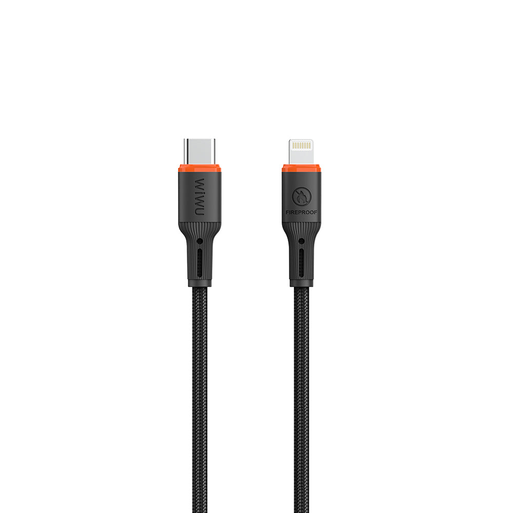 Wiwu Wi-C097 FlameGuard Serisi Type-C to Lightning Data ve Şarj Kablosu 27W 1.2M Siyah