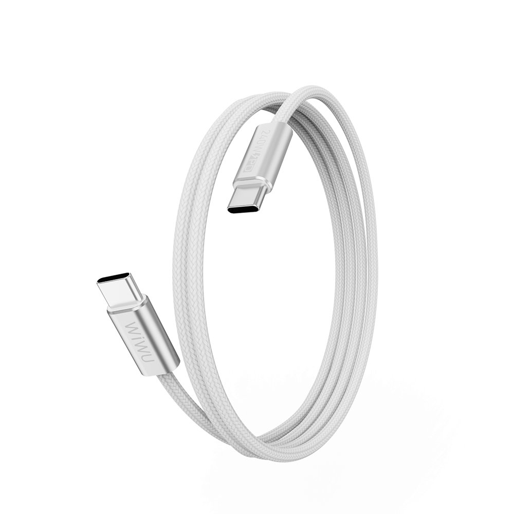 Wiwu Wi-C101 Essen Serisi Type-C to Type-C Hızlı Şarj Özellikli Data ve Şarj Kablosu 240W 1.5M Beyaz