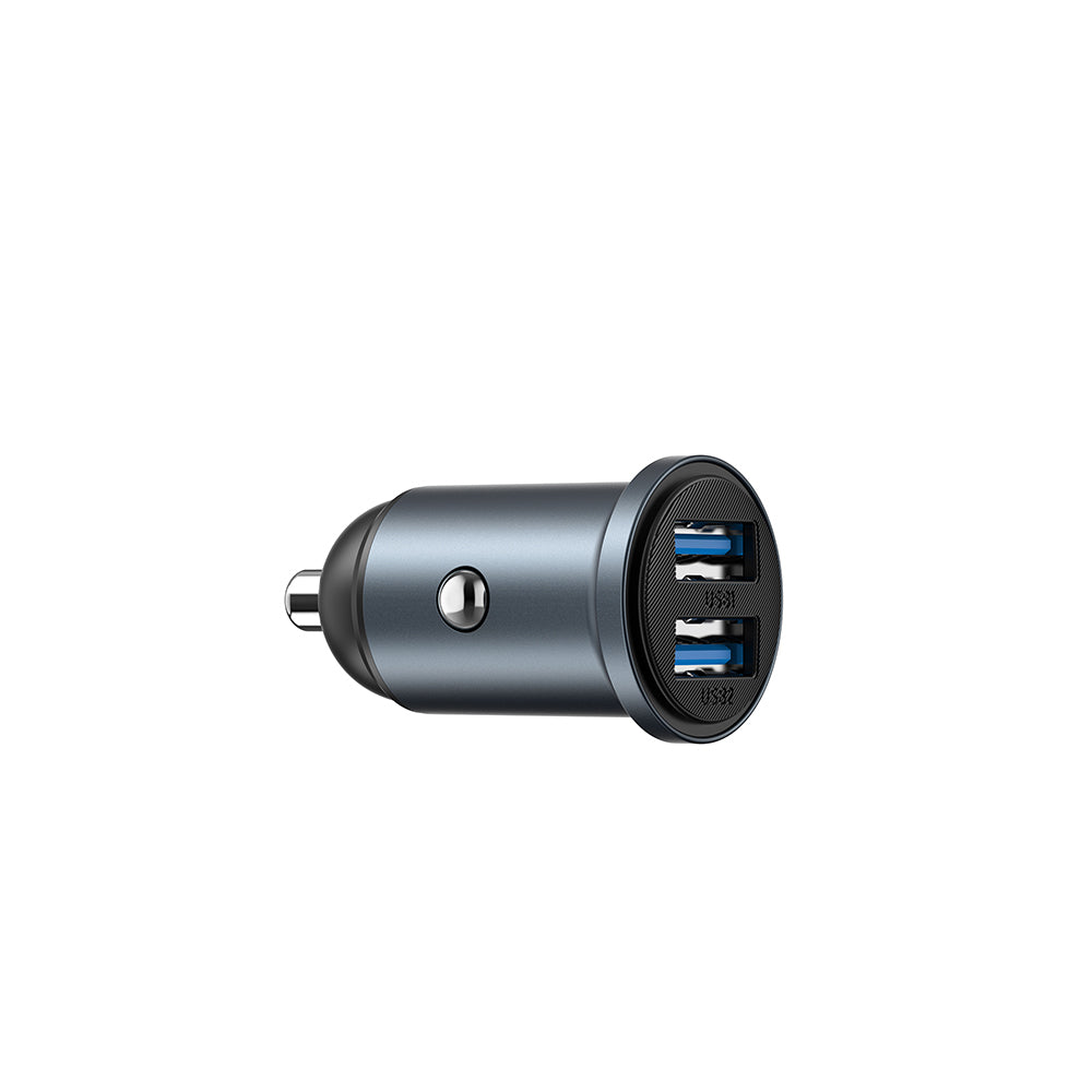 Wiwu Wi-CC031 Nano Lite Serisi Dual USB-A Hızlı Şarj Özellikli Araç Şarj Aleti PD 12W Gri