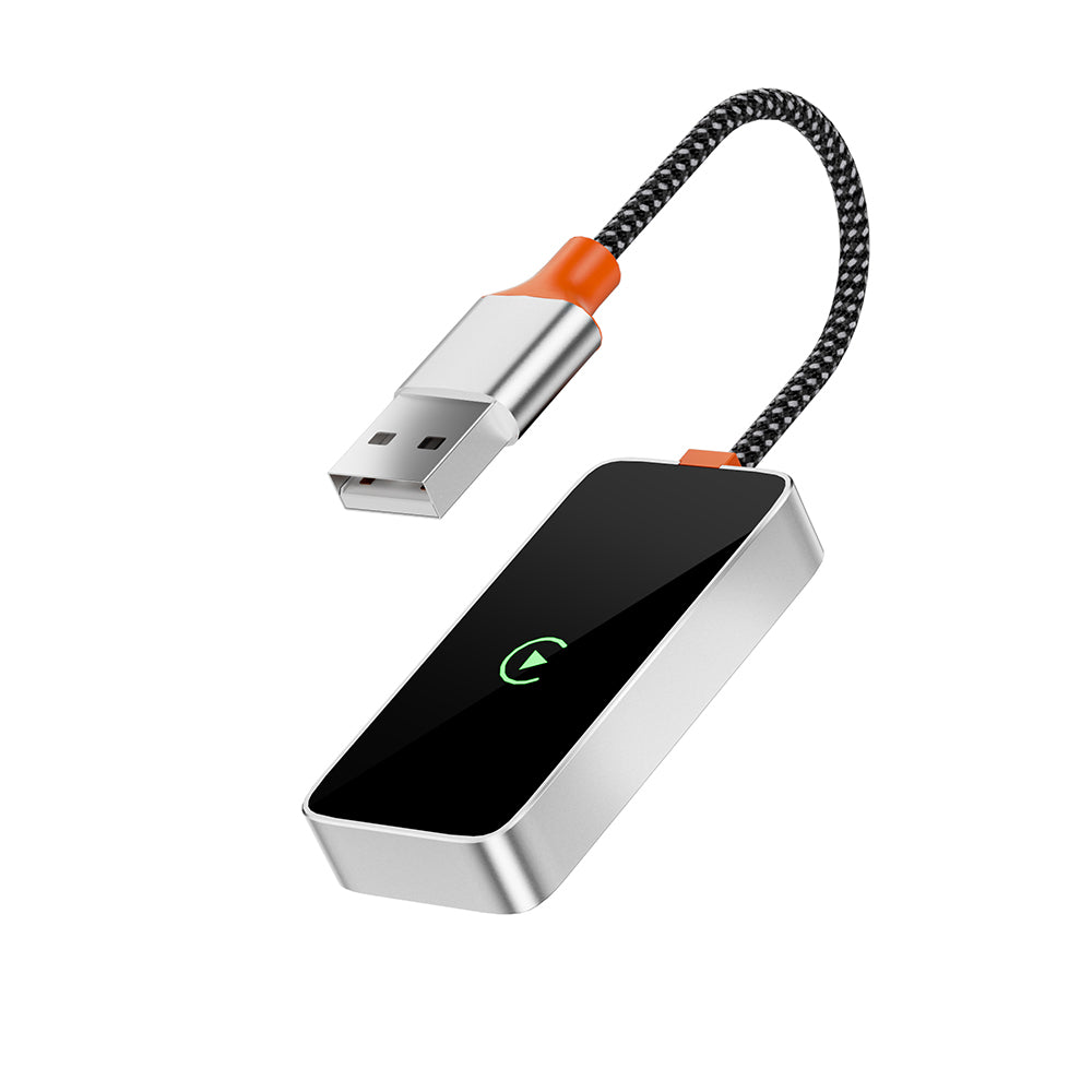 Wiwu Wi-CP002 CarPlay Dijital LED Göstergeli Kablosuz Ses Alıcı USB Girişli Bluetooth Adaptör Gümüş