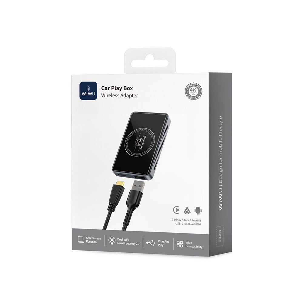 Wiwu Wi-CP004 HDMI Girişli Bölünmüş Ekran Özellikli CarPlay Wireless Adaptör 2.0 Siyah