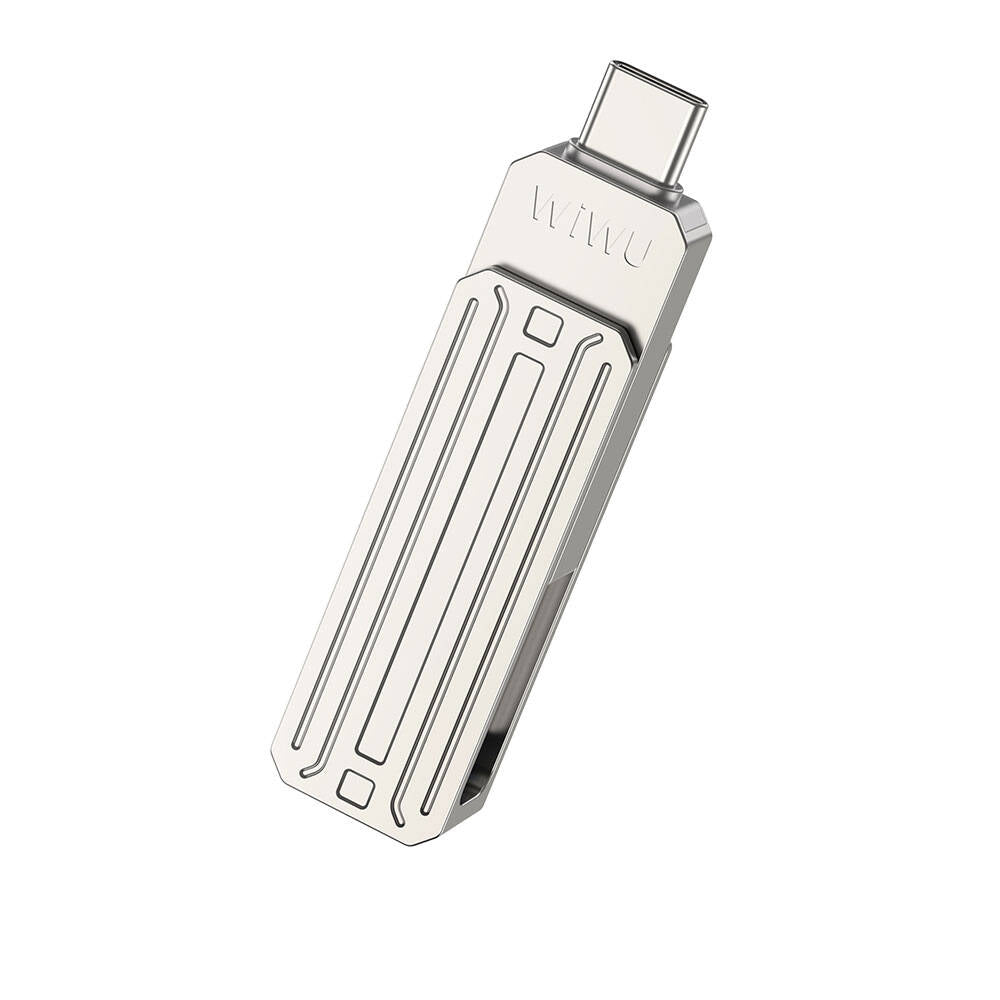 Wiwu Wi-FD001 3in1 USB3.2 Sürücü Disk USB-A + Lightning + Type-C OTG 128 GB Gümüş