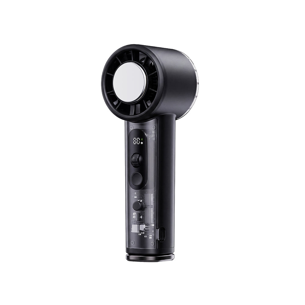 Wiwu Wi-FS019 Ice Engine Turbo Fan Serisi Dijital LED Göstergeli Şeffaf Tasarım Portatif Soğutucu El Fanı Siyah