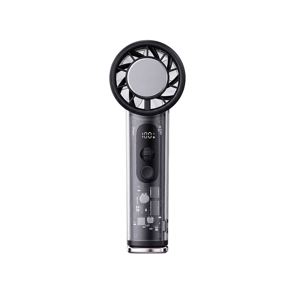 Wiwu Wi-FS019 Ice Engine Turbo Fan Serisi Dijital LED Göstergeli Şeffaf Tasarım Portatif Soğutucu El Fanı Siyah