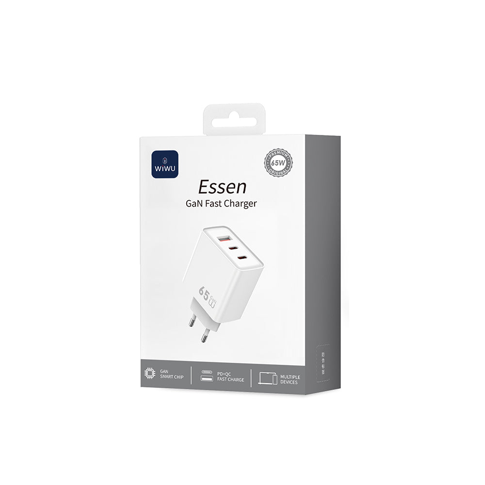 Wiwu Wi-G005 Essen Serisi GaN Tech PD Hızlı Şarj Özellikli Şarj Başlığı 65W Beyaz