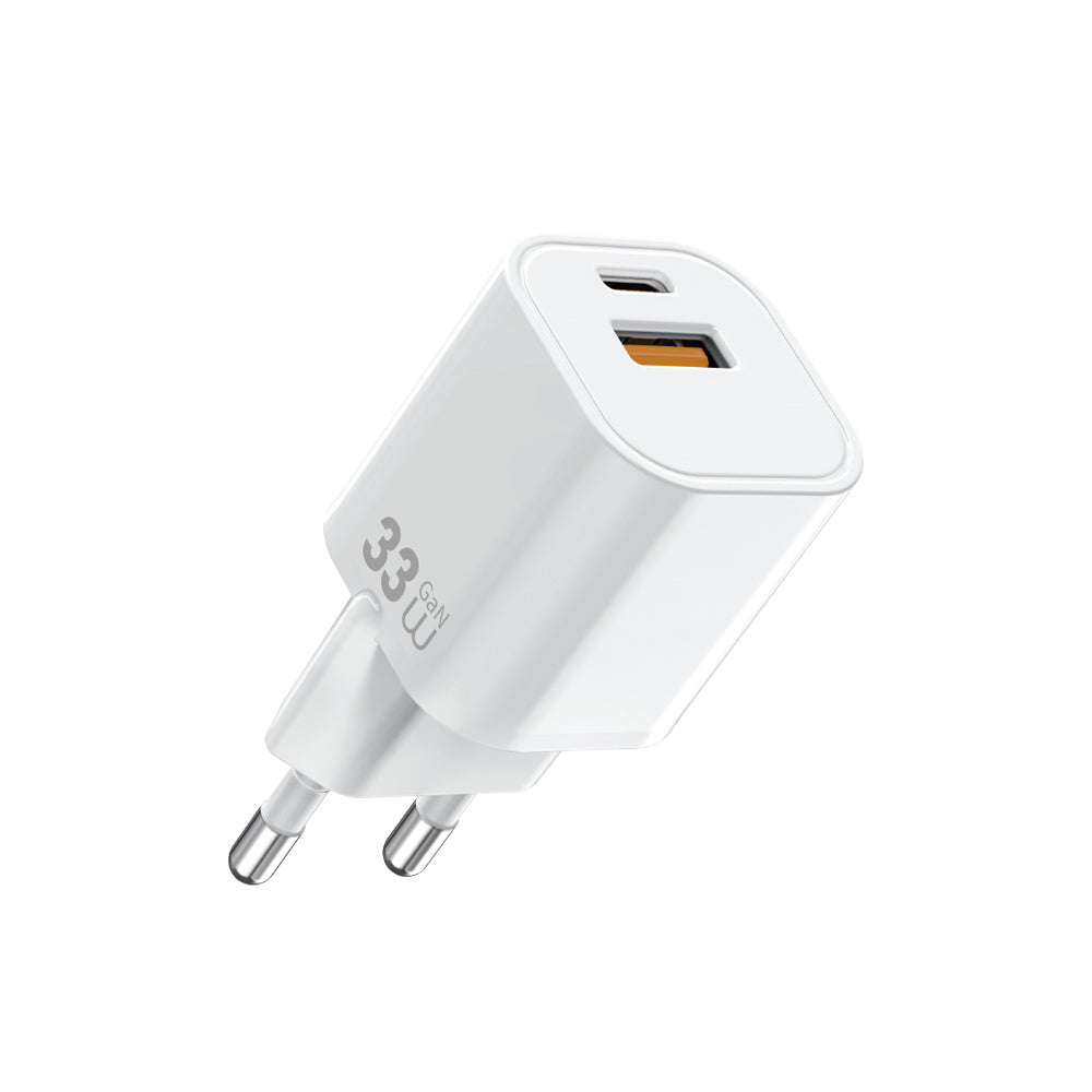 Wiwu Wi-G017 Cube Serisi Type-C PD & USB-A GaN Tech PD Hızlı Şarj Özellikli Mini Şarj Başlığı 33W Beyaz