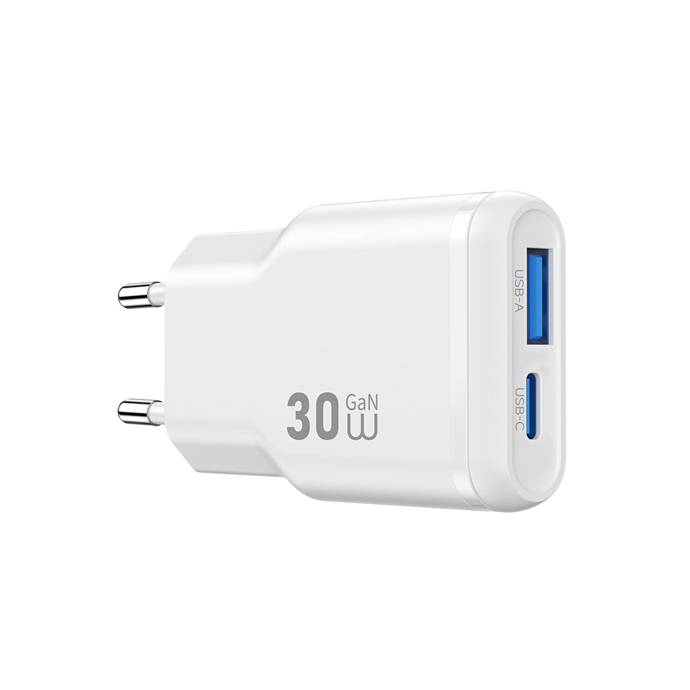 Wiwu Wi-G033 Essen Slim Serisi GaN Tech PD Hızlı Şarj Özellikli Şarj Başlığı 30W Beyaz