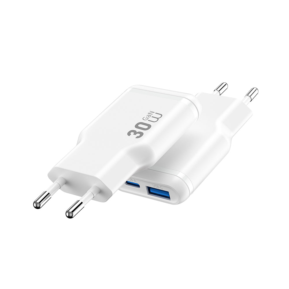Wiwu Wi-G033 Essen Slim Serisi GaN Tech PD Hızlı Şarj Özellikli Şarj Başlığı 30W Beyaz