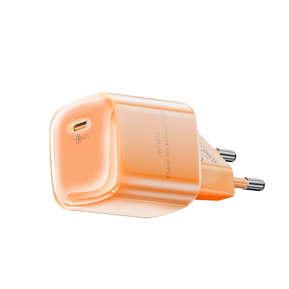Wiwu Wi-G037 Jade Dynamic Serisi AVS Özellikli GaN Tech PD Hızlı Şarj Özellikli Şarj Başlığı 60W Turuncu