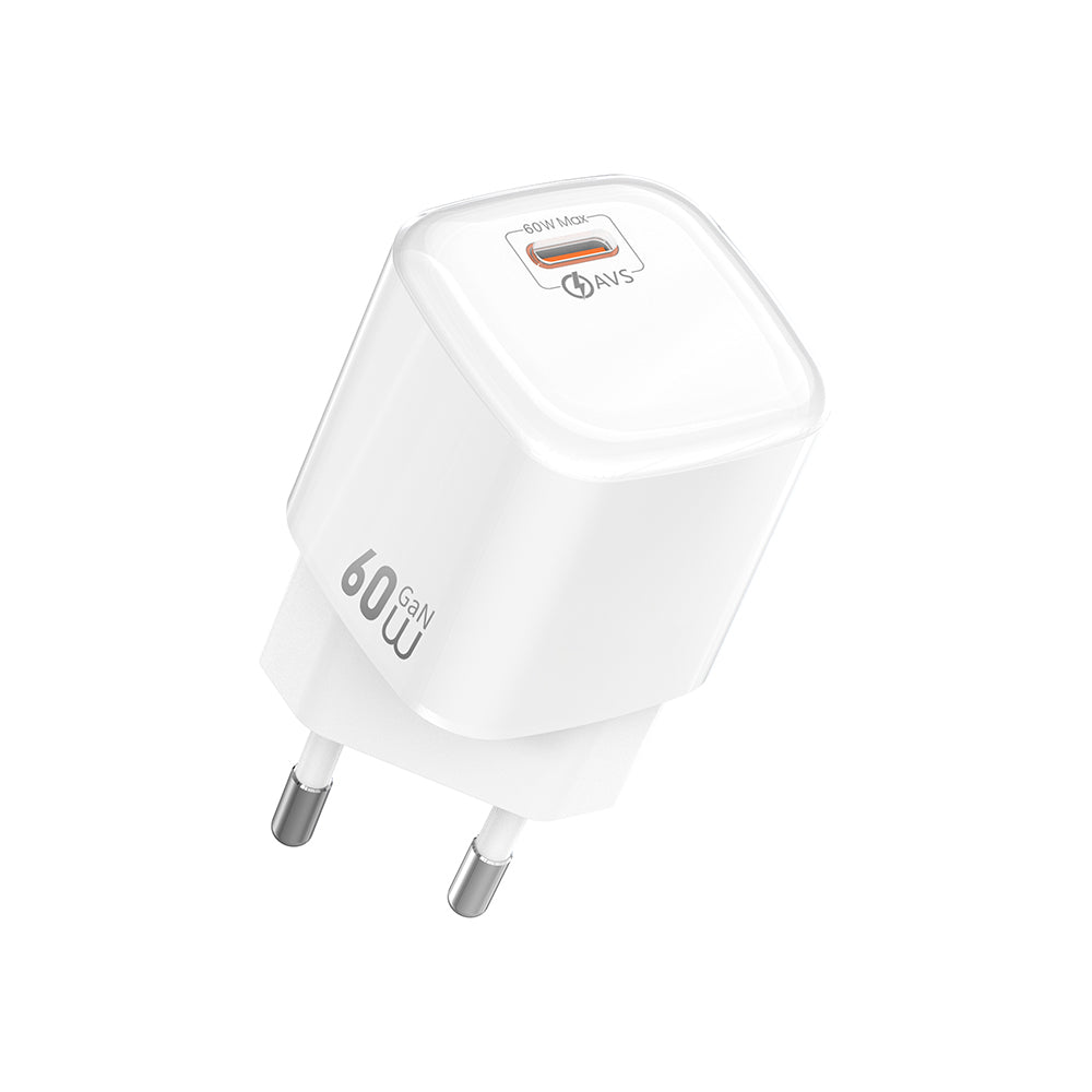 Wiwu Wi-G037 Jade Dynamic Serisi AVS Özellikli GaN Tech PD Hızlı Şarj Özellikli Şarj Başlığı 60W Beyaz