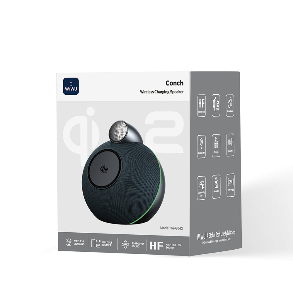Wiwu Wi-G042 Qi2 Şarj Teknolojili Bluetooth Speaker Hoparlör Özellikli 25W Kablosuz Şarj Standı Siyah