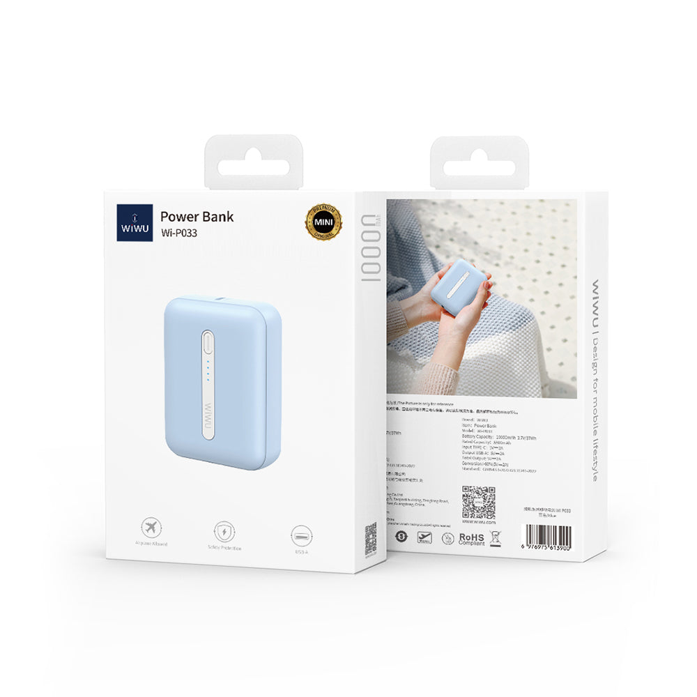 Wiwu Wi-P033 LED Işık Göstergeli Taşınabilir Mini Powerbank 10000mAh Siyah
