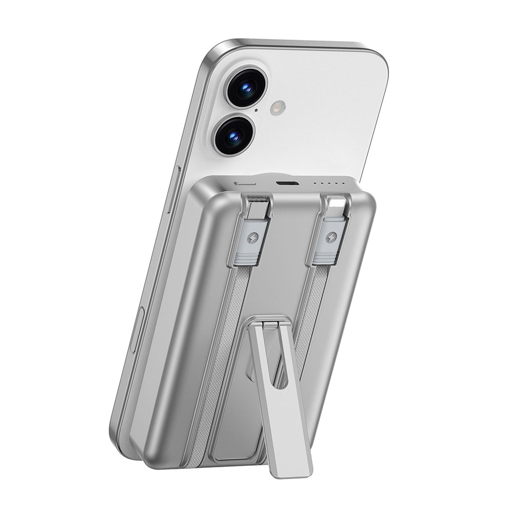 Wiwu Wi-P056 Taşınabilir Wireless Şarj ve PD Hızlı Şarj Özellikli Powerbank 15W 10000mAh Gri