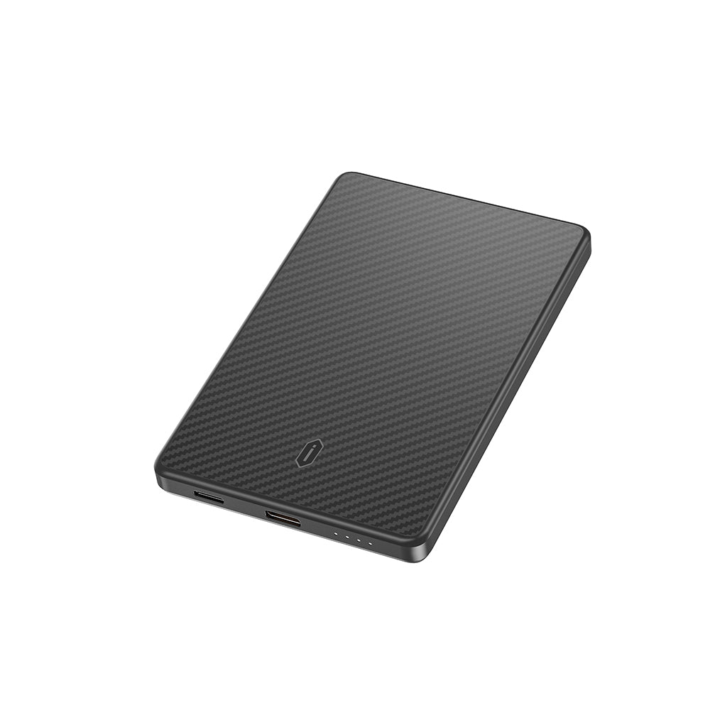 Wiwu Wi-P072 PD 20W M-safe Şarj Özellikli Ultra İnce Aramid Fiber Powerbank 15W 5000mAh Siyah