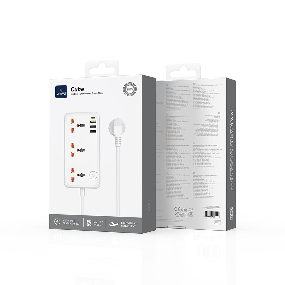 Wiwu Wi-S005 GaN Tech Power Strip Çoklu Priz 30W Beyaz
