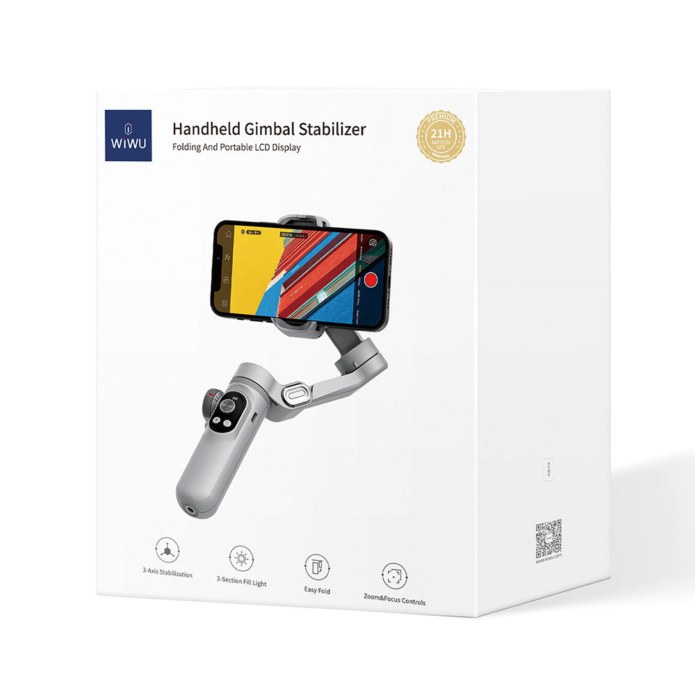 Wiwu Wi-SE007 Yunteng Serisi Işıklı 3-Axis El Tipi Pan Tilt Gimbal Stabilizatör Gri