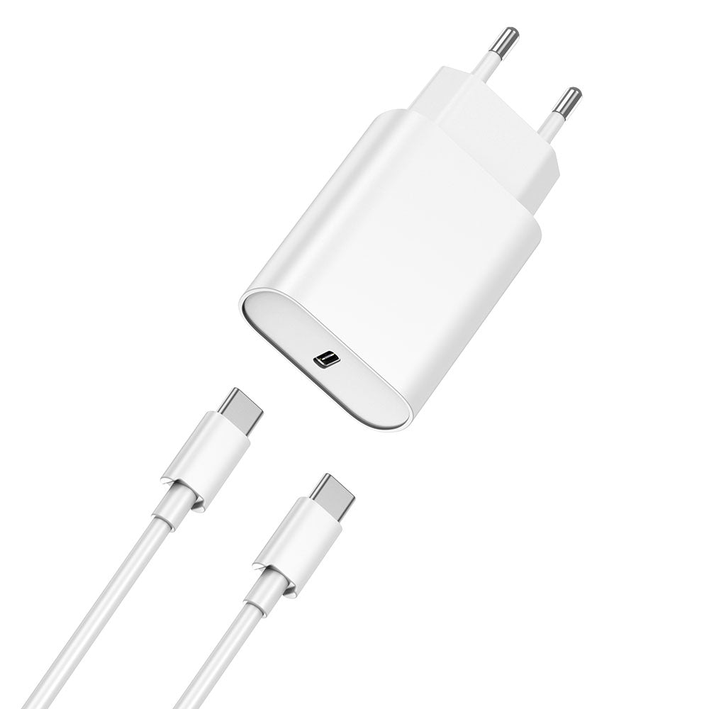 Wiwu Wi-U001 Quick 20W Tek Bağlantılı Şarj Başlığı Type-C to Type-C PD 20W Kablolu Şarj Seti Beyaz