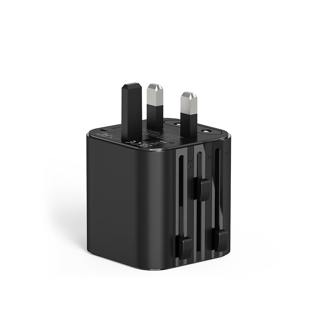 Wiwu Wi-UA005 Çoklu Universal TR/US/UK/AUS/EU Uyumlu Seyahat Şarj Adaptörü 2500W Siyah