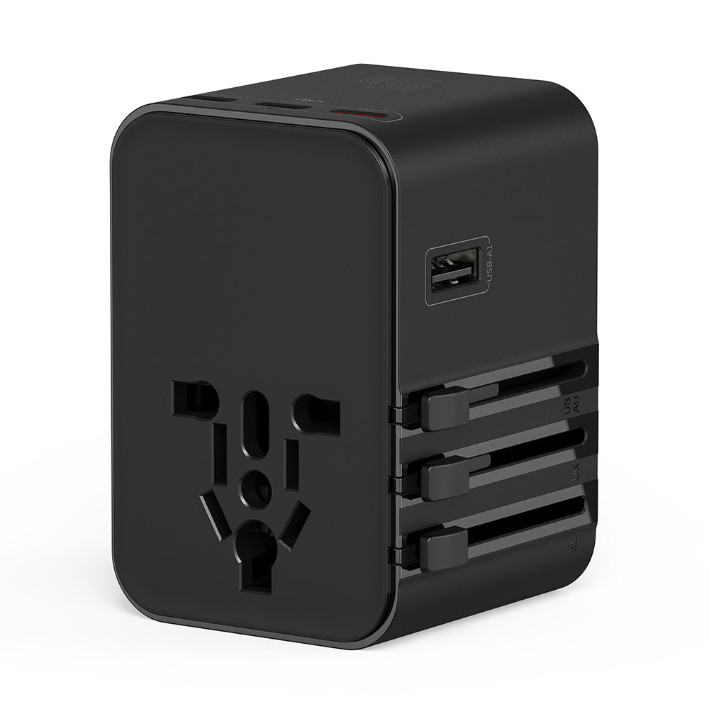 Wiwu Wi-UA006 Çoklu Universal TR/US/UK/AUS/EU Uyumlu Seyahat Şarj Adaptörü 45W Siyah