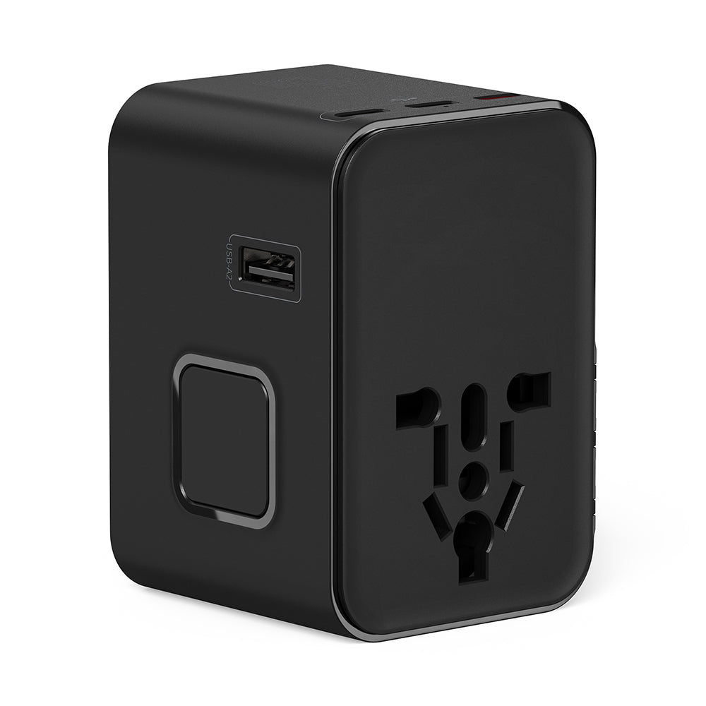 Wiwu Wi-UA006 Çoklu Universal TR/US/UK/AUS/EU Uyumlu Seyahat Şarj Adaptörü 45W Siyah