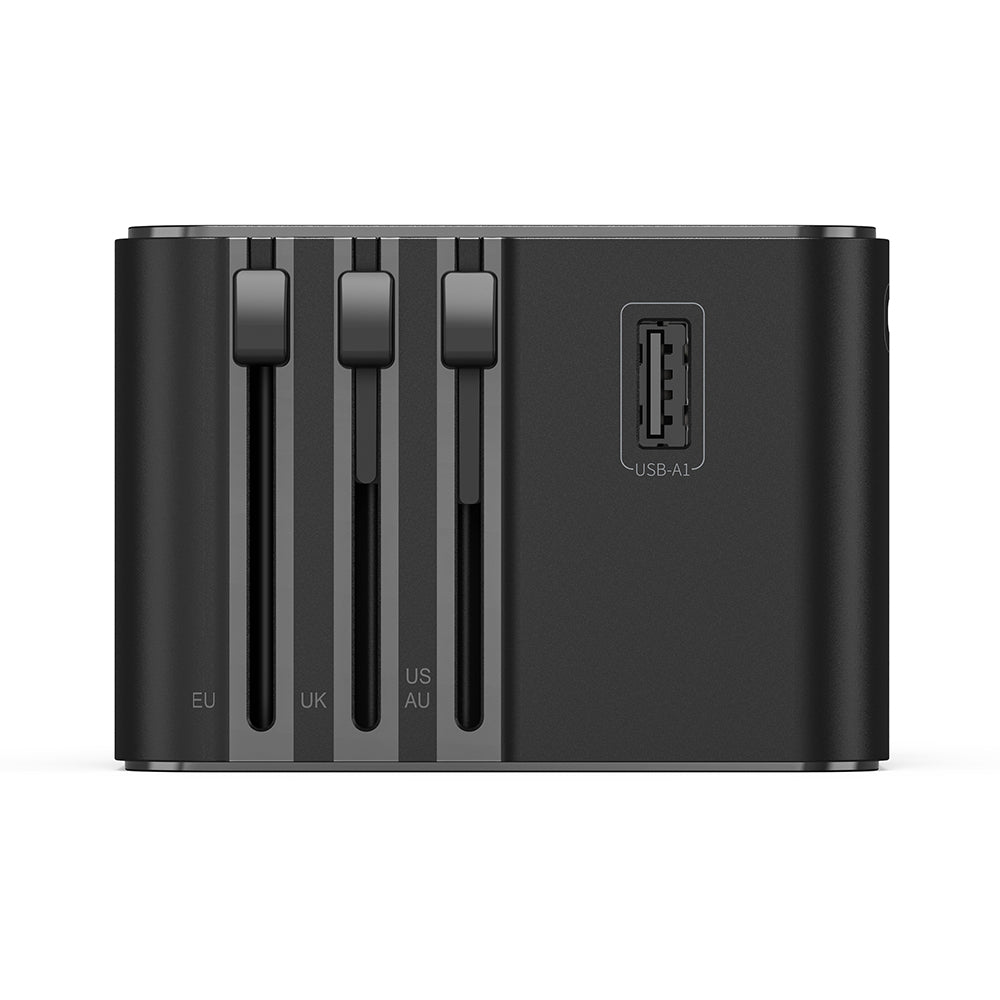 Wiwu Wi-UA006 Çoklu Universal TR/US/UK/AUS/EU Uyumlu Seyahat Şarj Adaptörü 45W Siyah