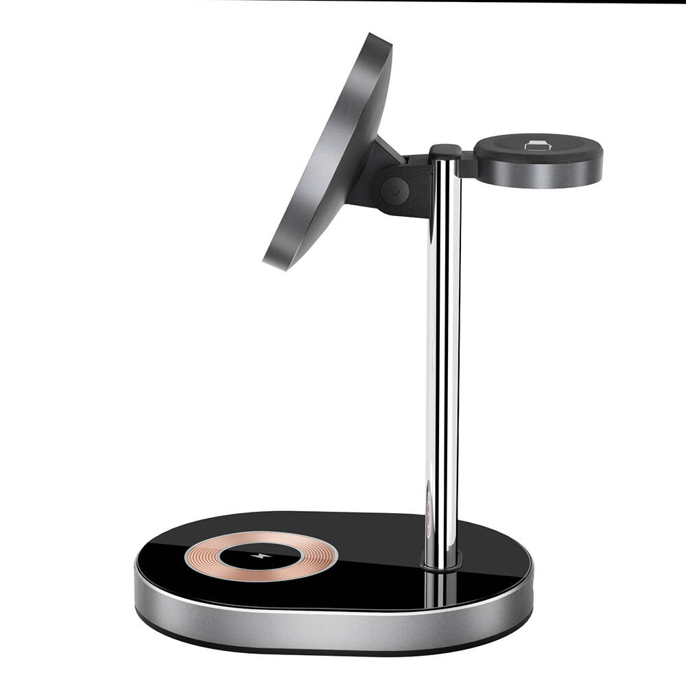 Wiwu Wi-W003 Light and Shadow 3in1 Hızlı Şarj Özellikli Magnetik Kablosuz Şarj Standı Siyah