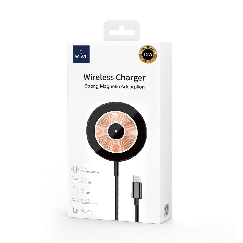 Wiwu Wi-W007 15W Hızlı Şarj Özellikli Magsafe PD Wireless Şarj Aleti Gri