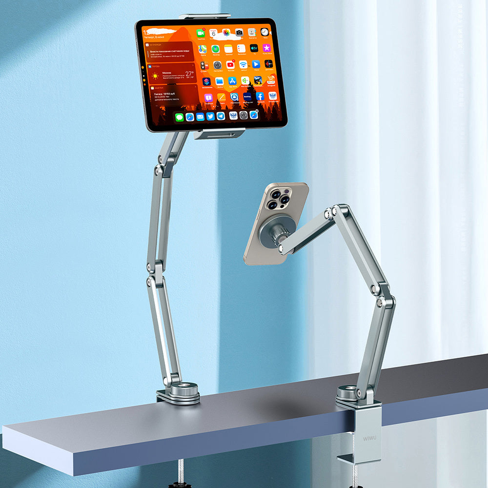 Wiwu Wi-ZM001 Ayarlanabilir Oynar Başlıklı 360° Dönebilen Metal Telefon ve Tablet Tutucu Gri