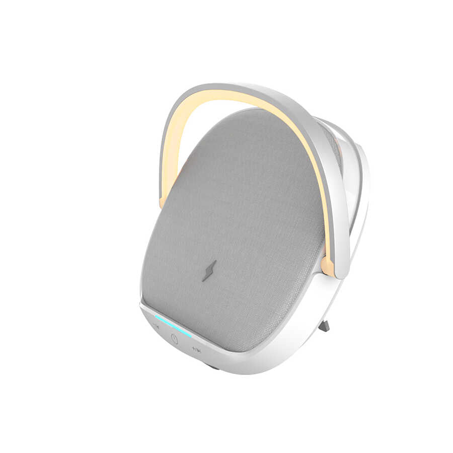 Wiwu Y1 Gece Lambalı Ve Kablosuz Şarj Standlı Bluetooth Speaker Hoparlör Gri