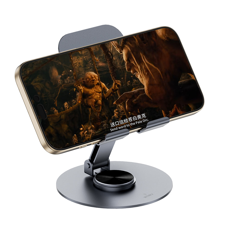 Wiwu ZM-014 Taşınabilir Katlanabilir 360° Dönebilen Metal Telefon ve Tablet Standı Gri