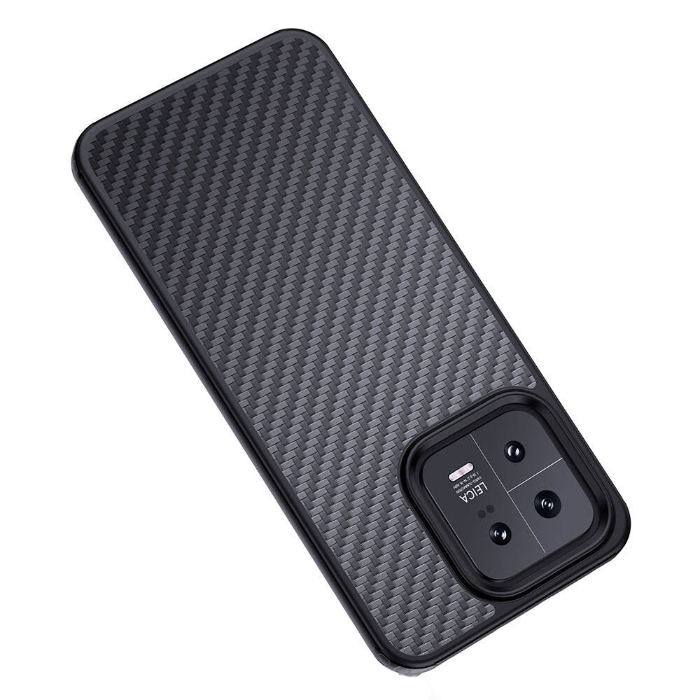Xiaomi Mi 13 Kılıf Aramid Karbon Fiber Magsafe Özellikli Wlons Radison Kılıf Siyah