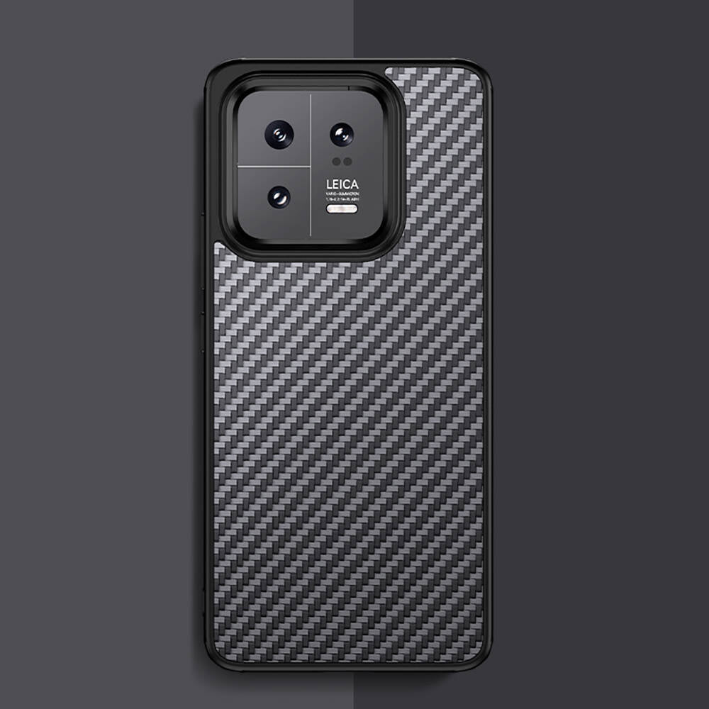 Xiaomi Mi 13 Kılıf Aramid Karbon Fiber Magsafe Özellikli Wlons Radison Kılıf Siyah