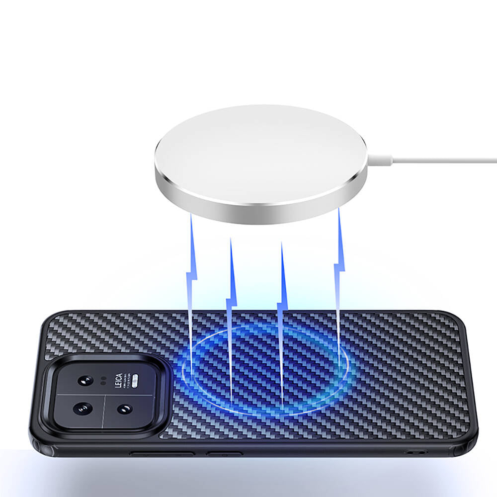 Xiaomi Mi 13 Pro Kılıf Aramid Karbon Fiber Magsafe Özellikli Wlons Radison Kılıf Siyah