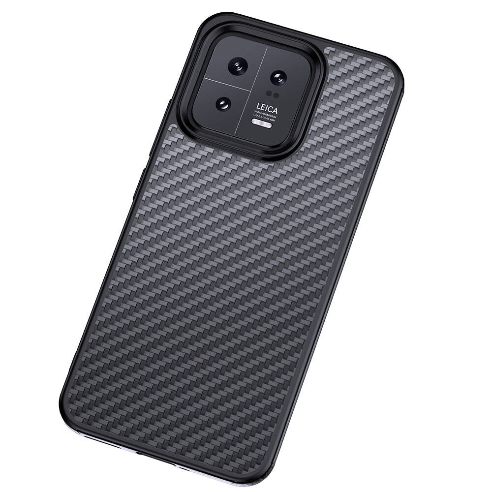 Xiaomi Mi 13 Pro Kılıf Aramid Karbon Fiber Magsafe Özellikli Wlons Radison Kılıf Siyah