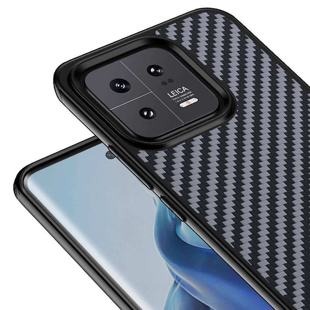 Xiaomi Mi 13 Pro Kılıf Aramid Karbon Fiber Magsafe Özellikli Wlons Radison Kılıf Siyah