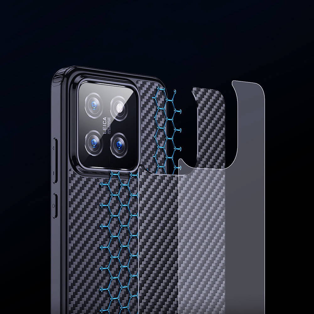 Xiaomi Mi 14 Kılıf Aramid Karbon Fiber Magsafe Özellikli Wlons Radison Kılıf Siyah