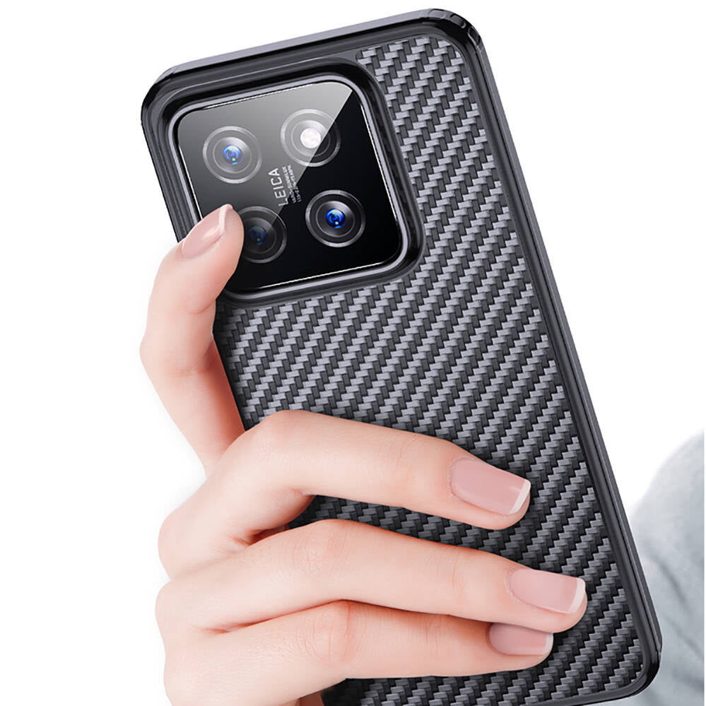 Xiaomi Mi 14 Kılıf Aramid Karbon Fiber Magsafe Özellikli Wlons Radison Kılıf Siyah