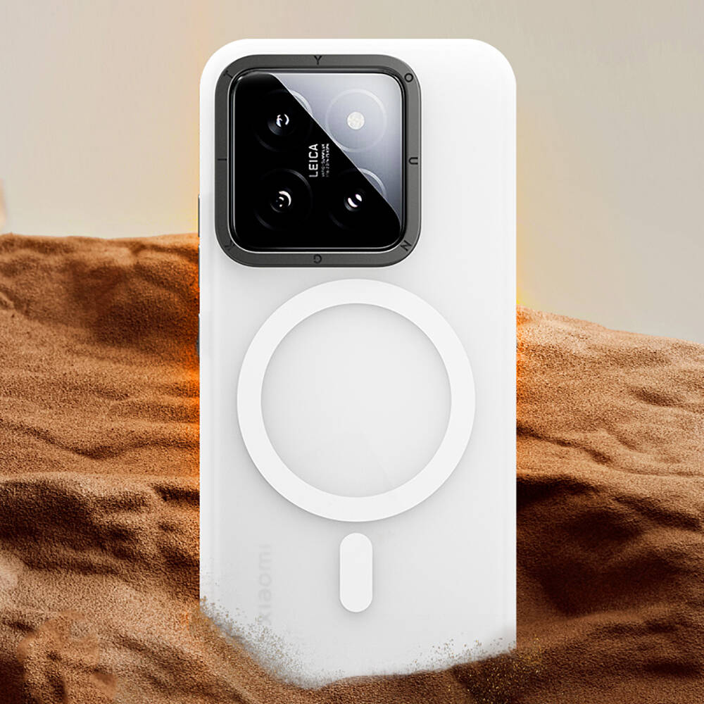 Xiaomi Mi 14 Kılıf Magsafe Şarj Özellikli Youngkit Hidden Sand Serisi Kılıf Beyaz