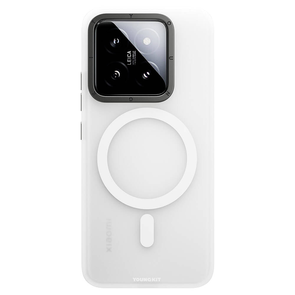 Xiaomi Mi 14 Kılıf Magsafe Şarj Özellikli Youngkit Hidden Sand Serisi Kılıf Beyaz