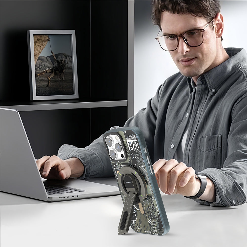 Youngkit Technology Serisi Telefon ve Tabletler için Magnetik Ring Stand Beyaz