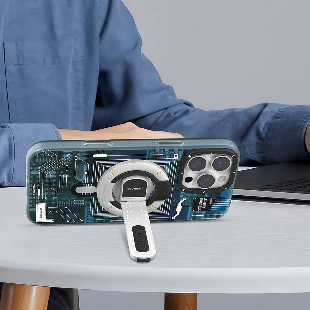 Youngkit Technology Serisi Telefon ve Tabletler için Magnetik Ring Stand Beyaz